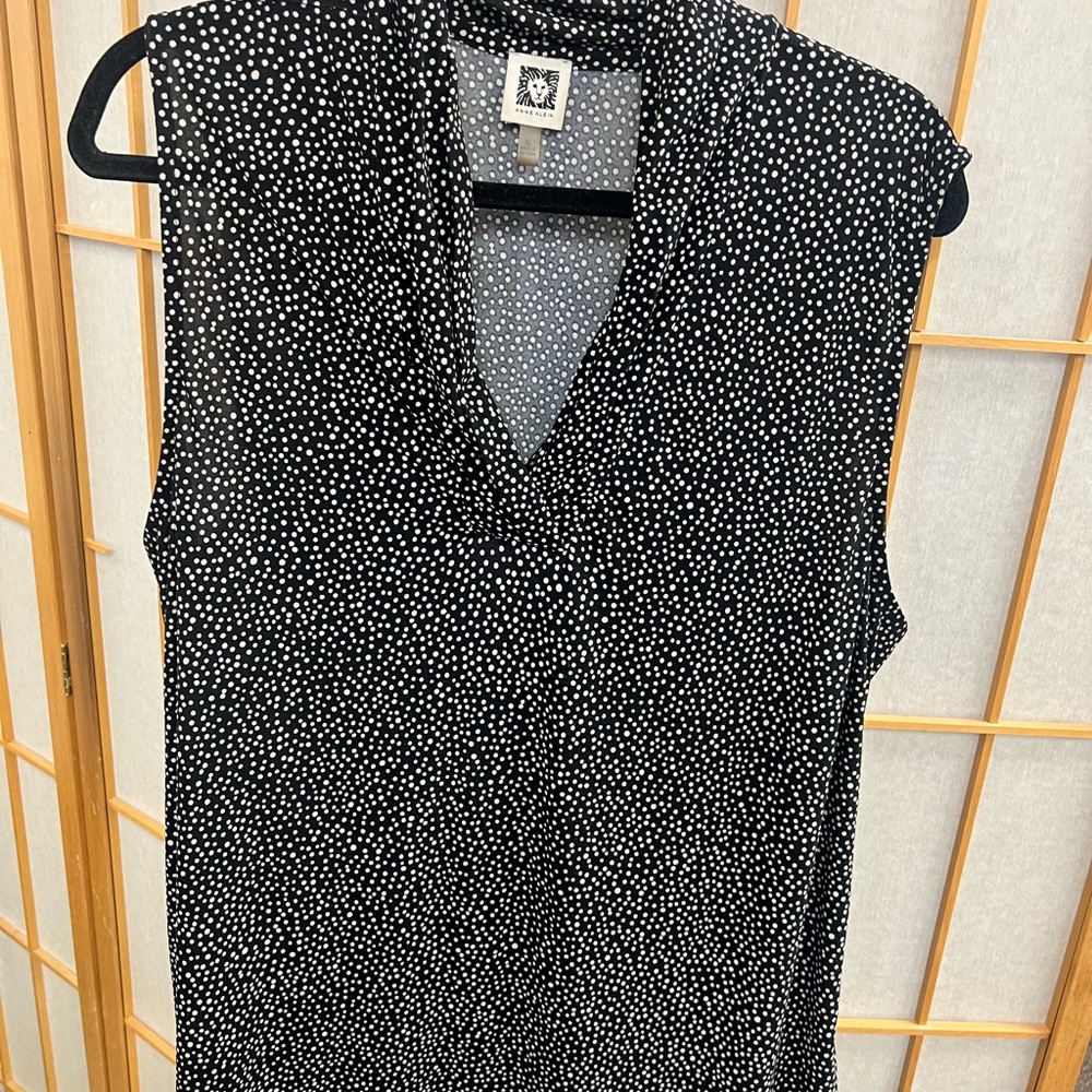 Anne Klein Black and White Polka Dot Sleeveless Top